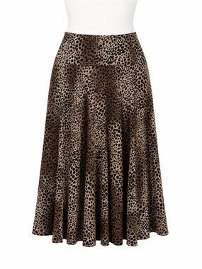 Size L Lapis Women’s Brown Cheetah Print Knit Midi Skirt